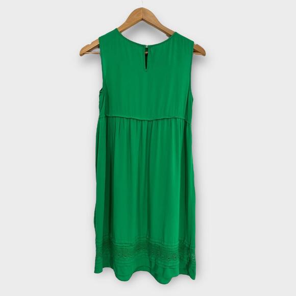 Max Studio Women’s Size XS Green Lightweight Pleated Crochet Detail Mini Dress - Picture 2 of 12